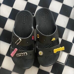 CROCS Black Sandals with Colorful Charms